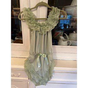 Sage green lace teddy